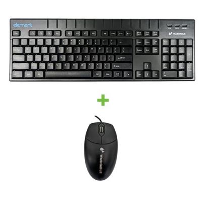 Element Antimicrobial & Washable Black Keyboard w/ Mouse