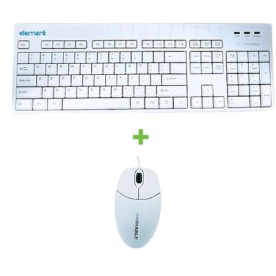 Element Antimicrobial & Washable White Keyboard w/ Mouse
